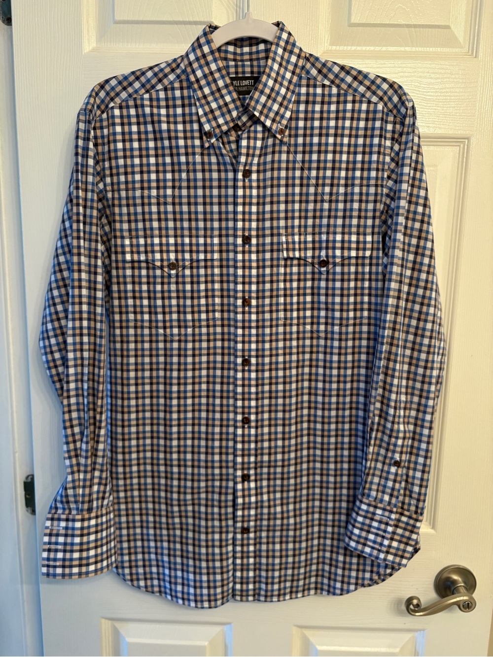 Lyle Lovett for Hamilton Plaid Western Button Up Shirt
